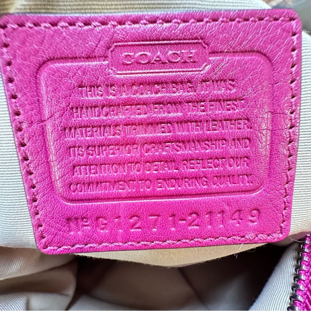 COACH Signature Tan And Pink Stripe Shoulder Bag Purse - Picture 6 of 16